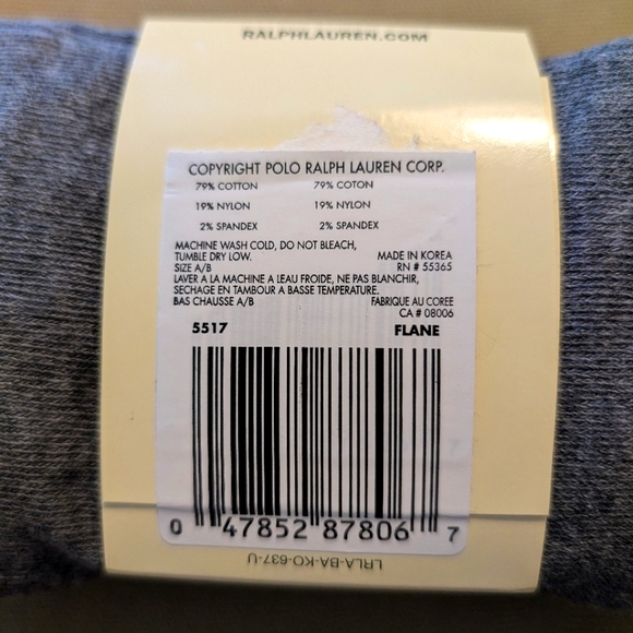 LAUREN RALPH LAUREN Gray Cotton Cable Knit Tights Women's Size A/B Vintage NWT - Picture 5 of 6